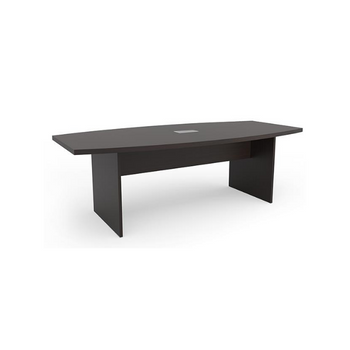 dark brown boat shaped conference table